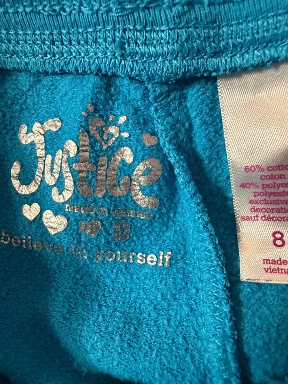 Vintage Justice Turquoise Y2K Fold-Over Graphic Sweatpants Size 14/16